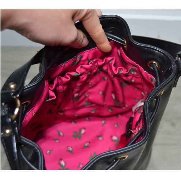 Betsey Johnson Night Lights Star-Studded Bucket Bag Black & Gold - Picture 9 of 14